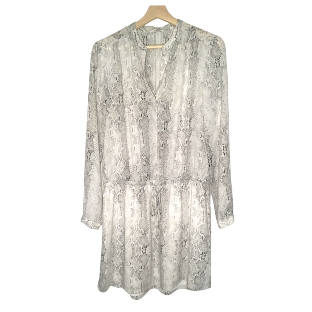 White Snakeskin Print Drawstring Dress sz S/M
